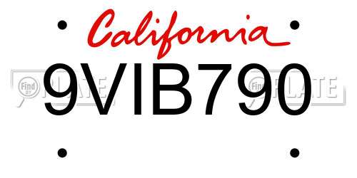 9VIB790 California License Plate