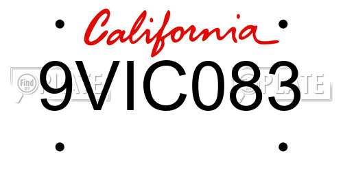 9VIC083 California License Plate