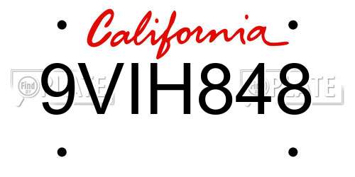 9VIH848 California License Plate