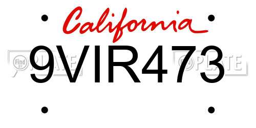 9VIR473 California License Plate