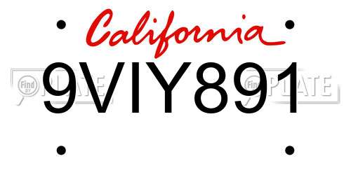 9VIY891 California License Plate