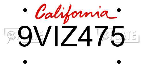 9VIZ475 California License Plate