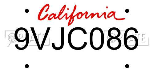 9VJC086 California License Plate