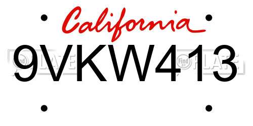 9VKW413 California License Plate
