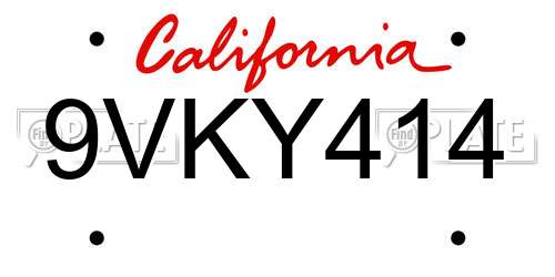 9VKY414 California License Plate