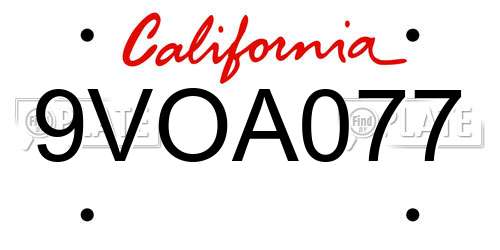 9VOA077 California License Plate