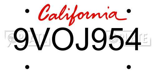 9VOJ954 California License Plate