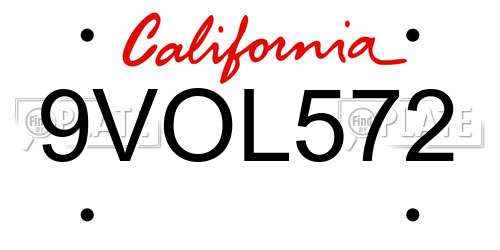 9VOL572 California License Plate