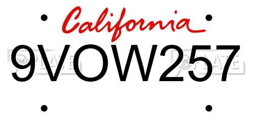 9VOW257 California License Plate