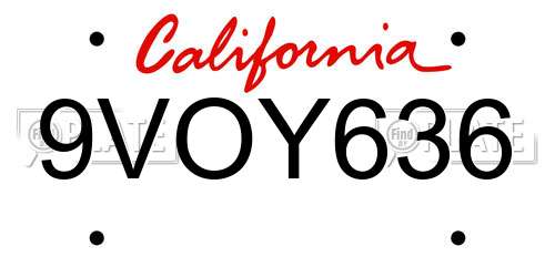 9VOY636 California License Plate