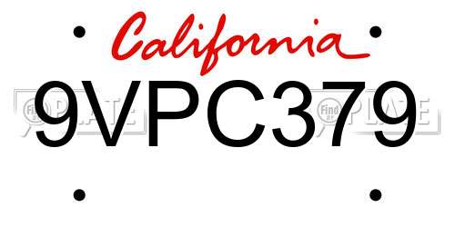 9VPC379 California License Plate