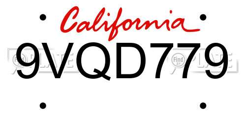 9VQD779 California License Plate