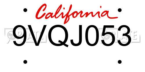 9VQJ053 California License Plate