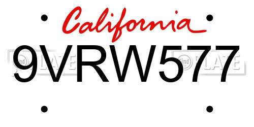 9VRW577 California License Plate