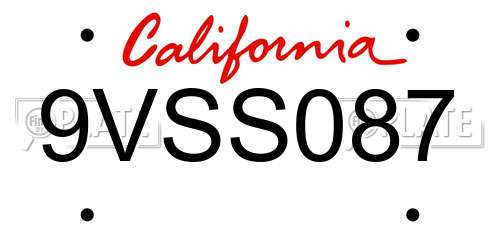 9VSS087 California License Plate