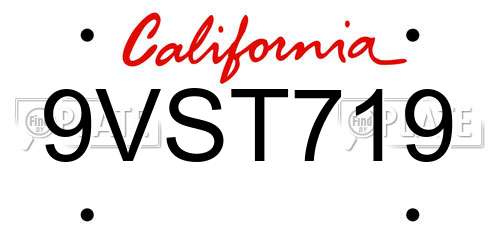 9VST719 California License Plate
