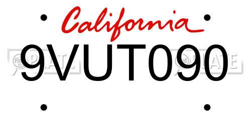 9VUT090 California License Plate