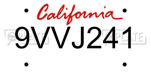 9VVJ241 California License Plate
