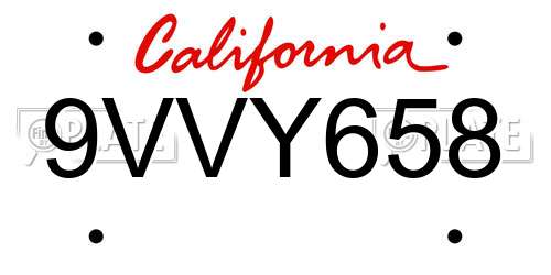9VVY658 California License Plate