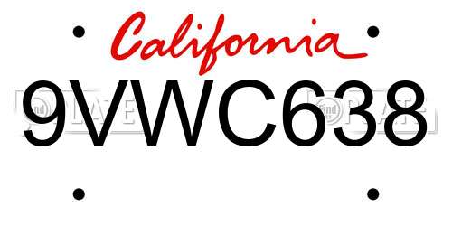 9VWC638 California License Plate