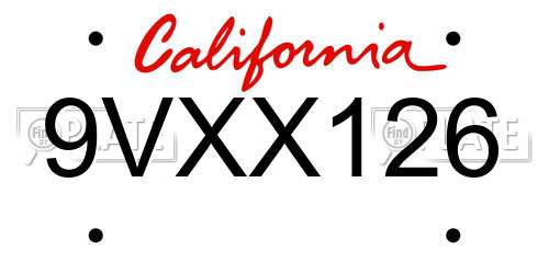 9VXX126 California License Plate
