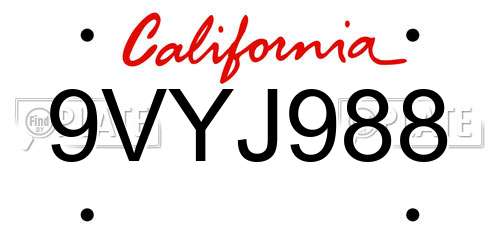 9VYJ988 California License Plate