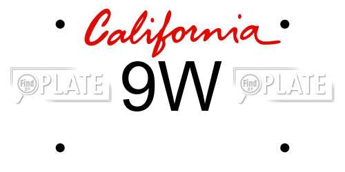 9W California License Plate