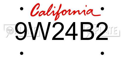 9W24B2 California License Plate