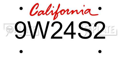 9W24S2 California License Plate