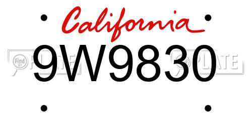9W9830 California License Plate