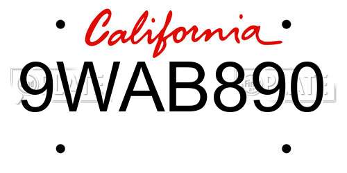 9WAB890 California License Plate