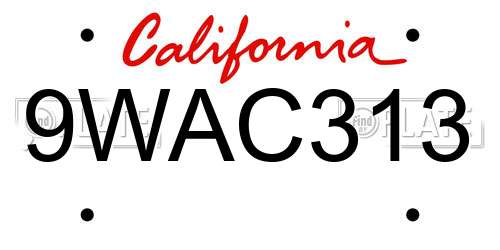 9WAC313 California License Plate