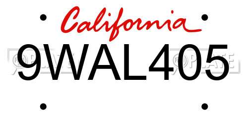 9WAL405 California License Plate