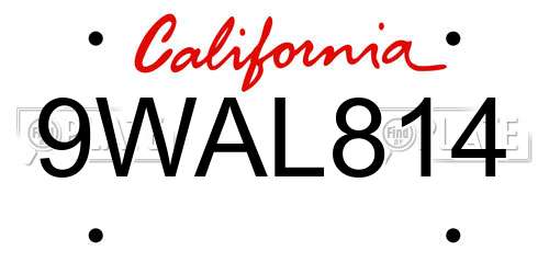 9WAL814 California License Plate