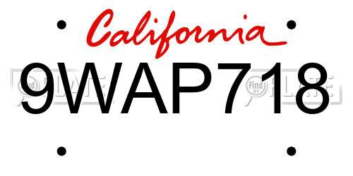 9WAP718 California License Plate