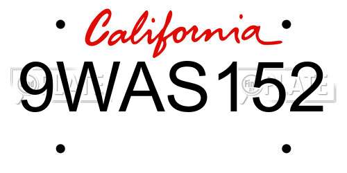9WAS152 California License Plate