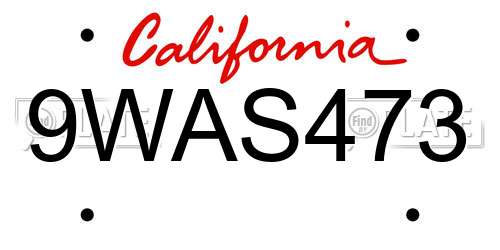9WAS473 California License Plate