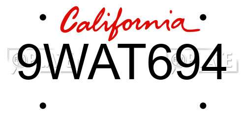 9WAT694 California License Plate