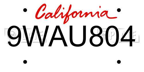 9WAU804 California License Plate