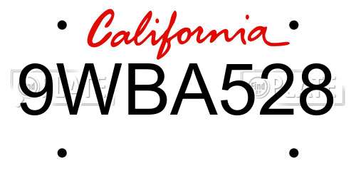 9WBA528 California License Plate