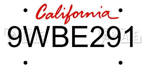 9WBE291 California License Plate
