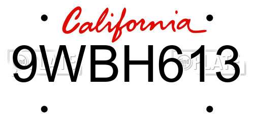 9WBH613 California License Plate
