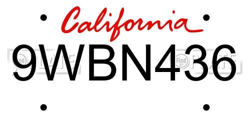 9WBN436 California License Plate