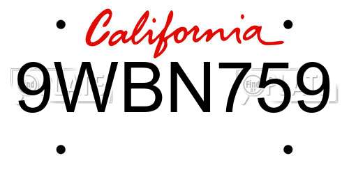 9WBN759 California License Plate