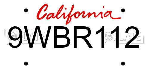 9WBR112 California License Plate