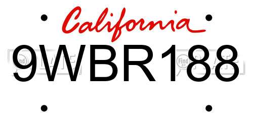 9WBR188 California License Plate