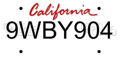 9WBY904 California License Plate