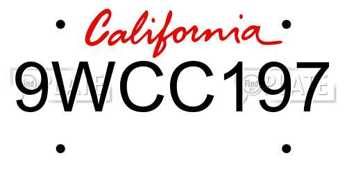 9WCC197 California License Plate