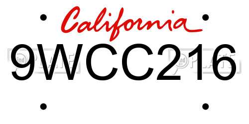 9WCC216 California License Plate