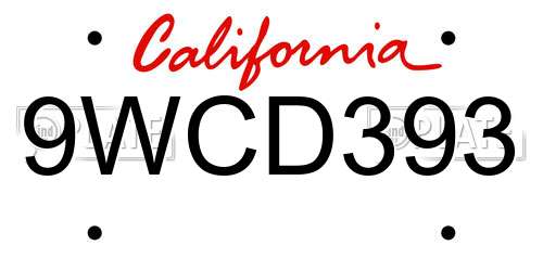 9WCD393 California License Plate